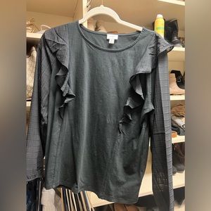 Long Sleeve Ruffle Detail Blouse